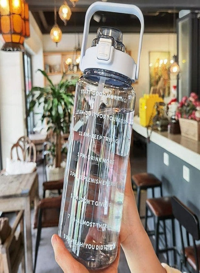 AEKDO 2 L Capacity Water Bottle Belt Straw Transparent bottle 2000 ml Bottle 3D Stickers for GYM, Yoga, Office, Sports (Multicolor Pack of 1, Silicone) (Transparent bottle) - Image 2